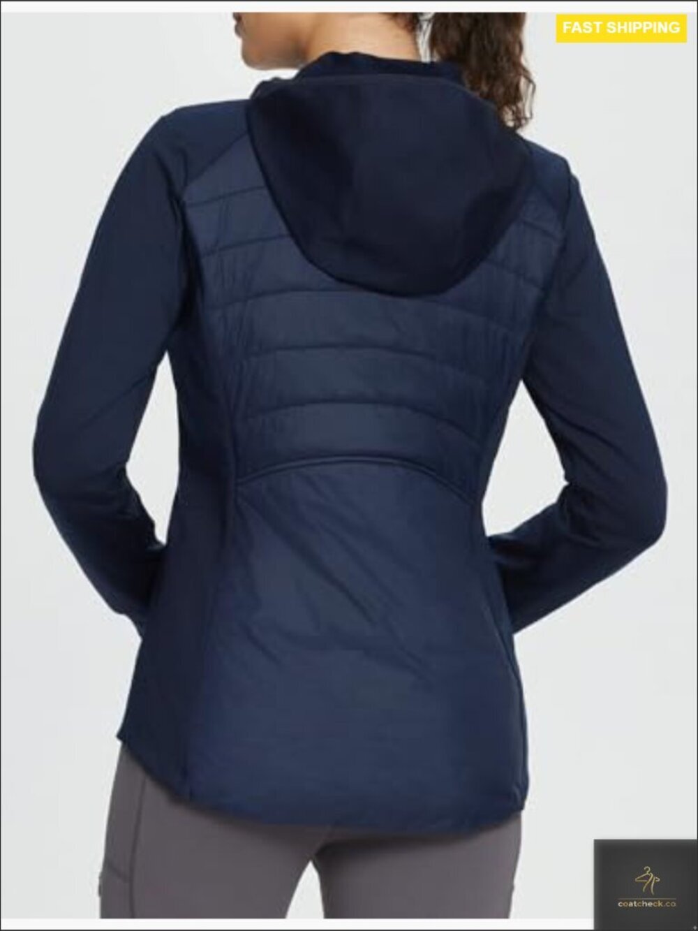 Women's Running Winter Jacket Hooded Lightweight Insulated Puffer Zip Pockets - Picture 2 of 6